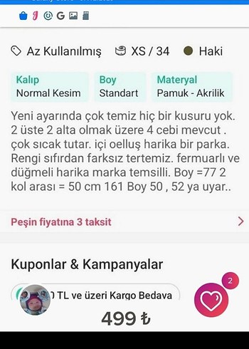 Bennetton .kadın Gri Kapüşonlu Düğmeli Kaban - Görsel 7