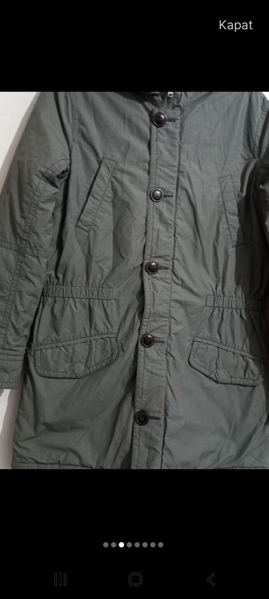 Bennetton .kadın Gri Kapüşonlu Düğmeli Kaban - Görsel 3