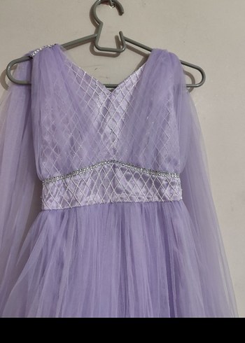 Tommito :Uzun Mor Drapeli Abiye Elbise - Görsel 4