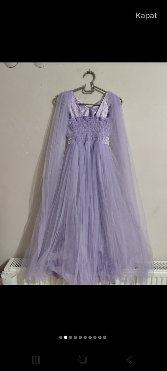 Tommito :Uzun Mor Drapeli Abiye Elbise - Görsel 3