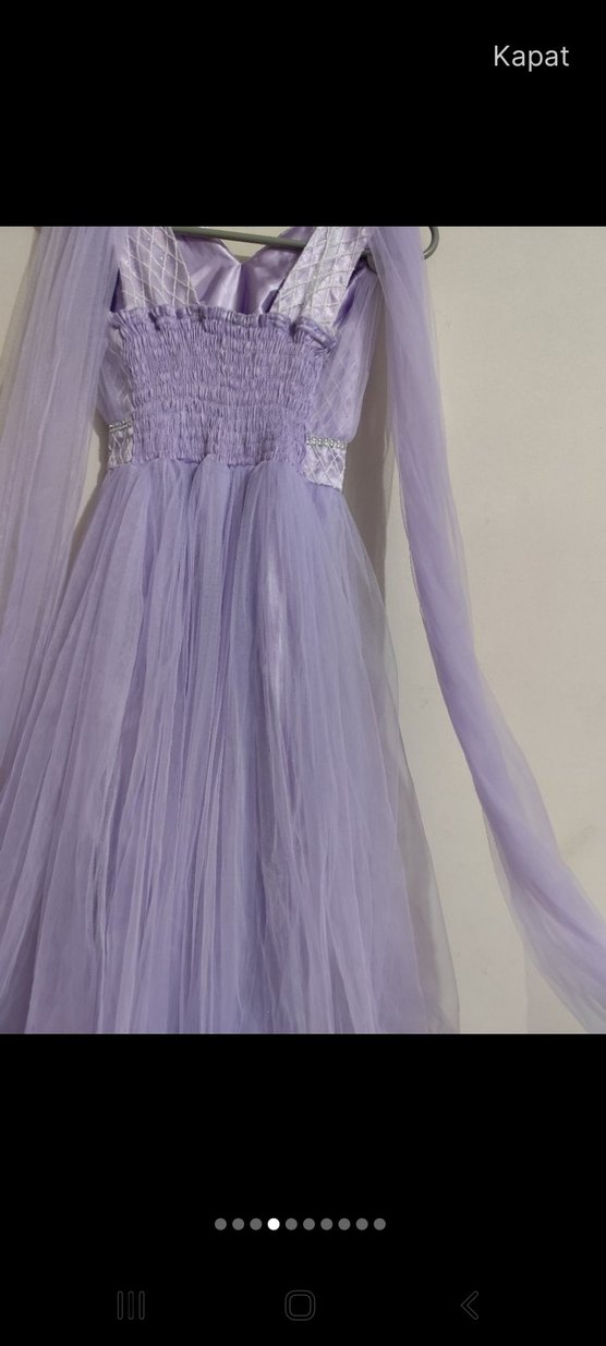 Tommito :Uzun Mor Drapeli Abiye Elbise - Görsel 5