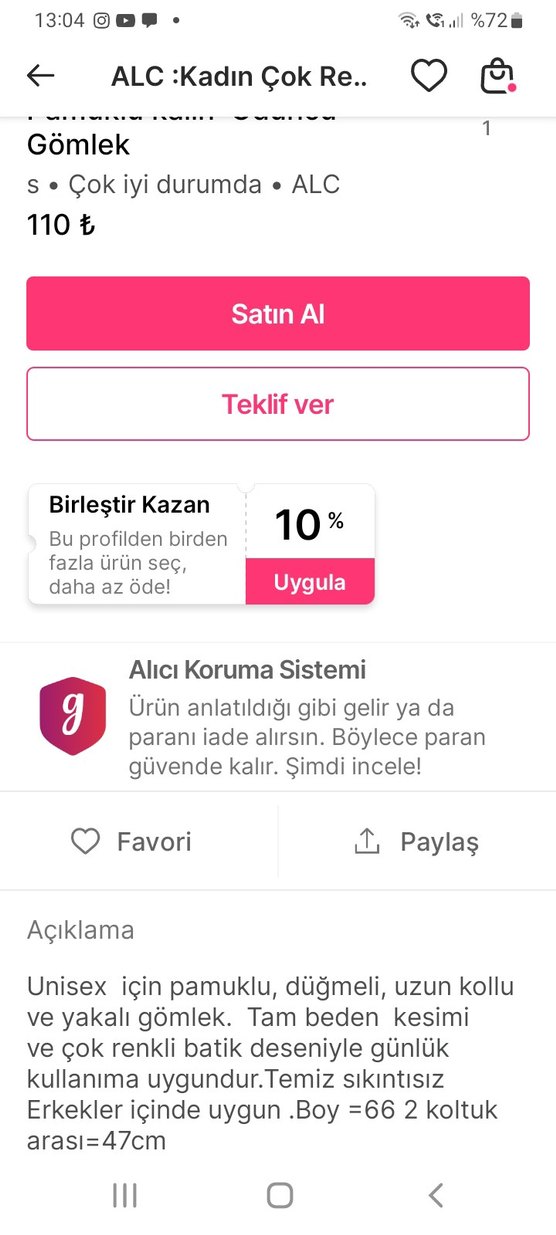 Düğmeli Çok Renkli Erkek Gömlek - Görsel 4