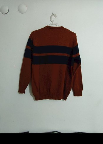 AC&CO  Kahverengi Lacivert Çizgili Erkek Kazak - Görsel 2