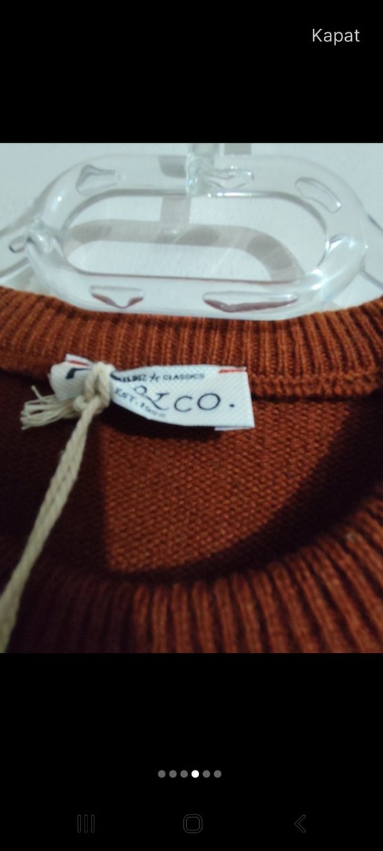 AC&CO  Kahverengi Lacivert Çizgili Erkek Kazak - Görsel 4