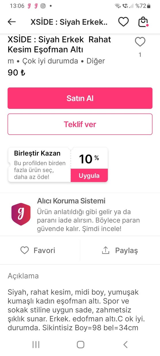 XSIDE Siyah Kadın Rahat Kesim Eşofman Altı - Görsel 5