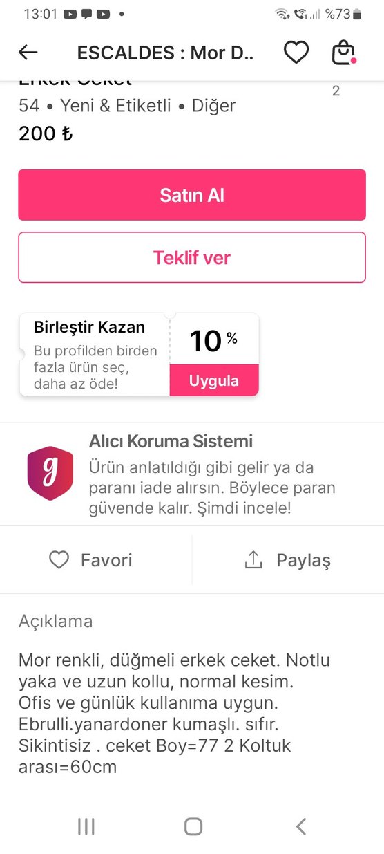 ESCALDES : Düğmeli Mor/ LACIVERT  Erkek Ceket - Görsel 5