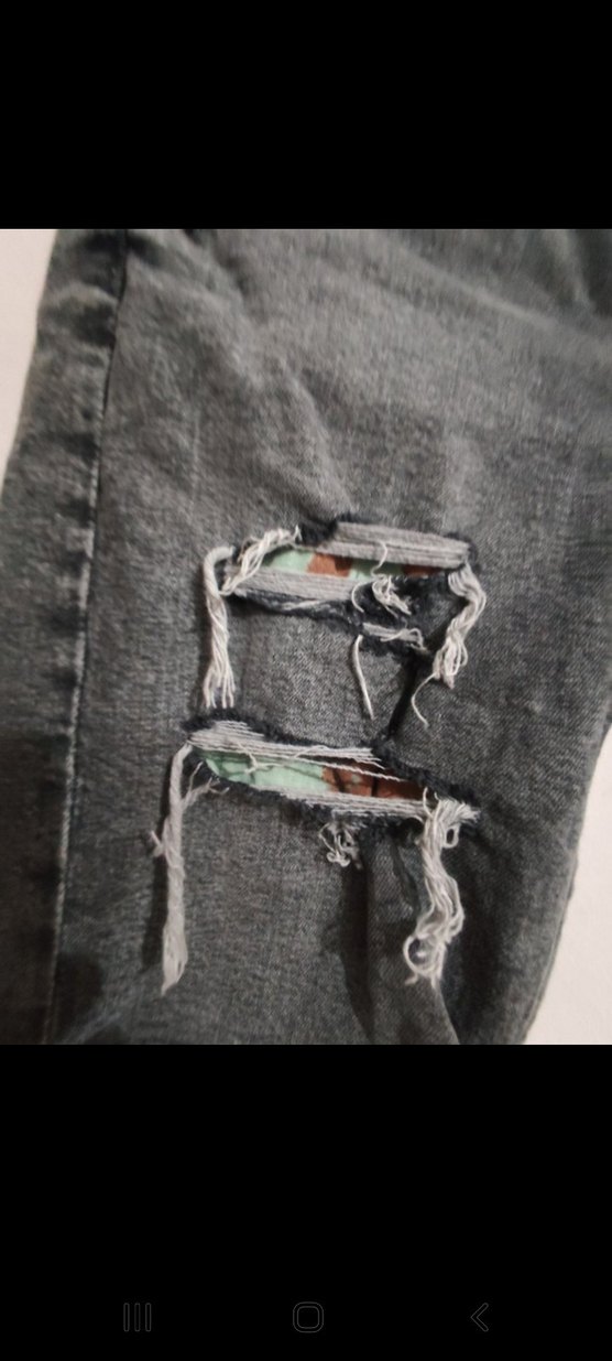 Pull &Bear Gri Bağcıklı Yırtık Denim Şort - Görsel 5