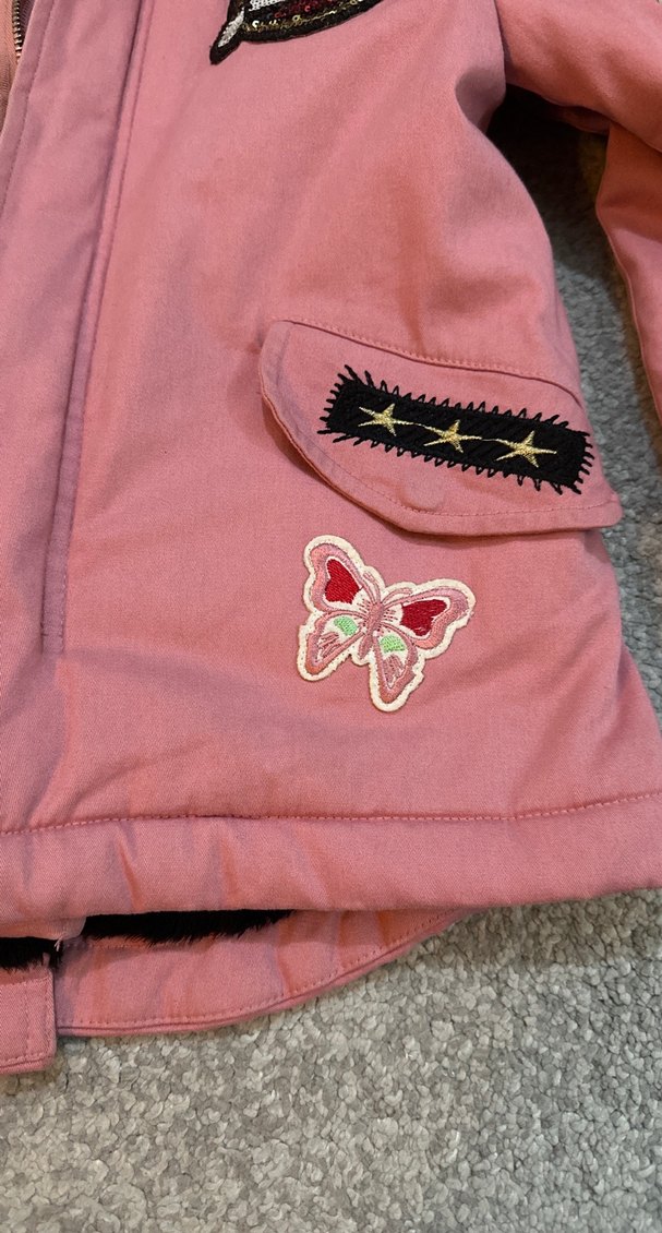 Pembe Nakışlı Pamuklu çocuk Ceket - Görsel 2
