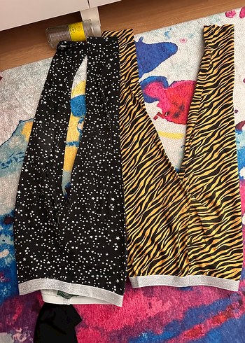 Kız Çocuk Renkli Zebra Desenli Tayt - Görsel 2