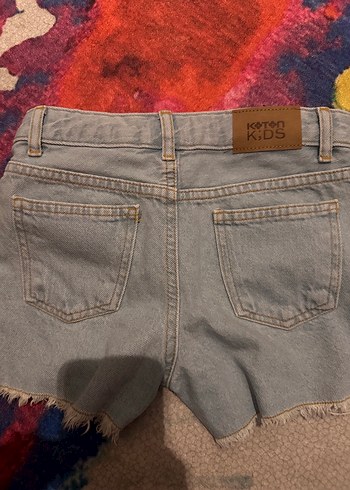 Gri Yırtık Paçalı Düğmeli Mini Denim Şort - Görsel 4