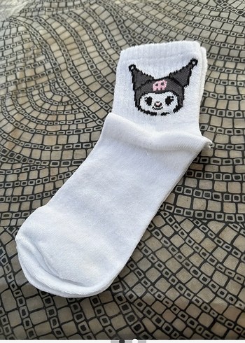 Gri Baskılı Örgü Goth Kedi kromi çorap - Görsel 2