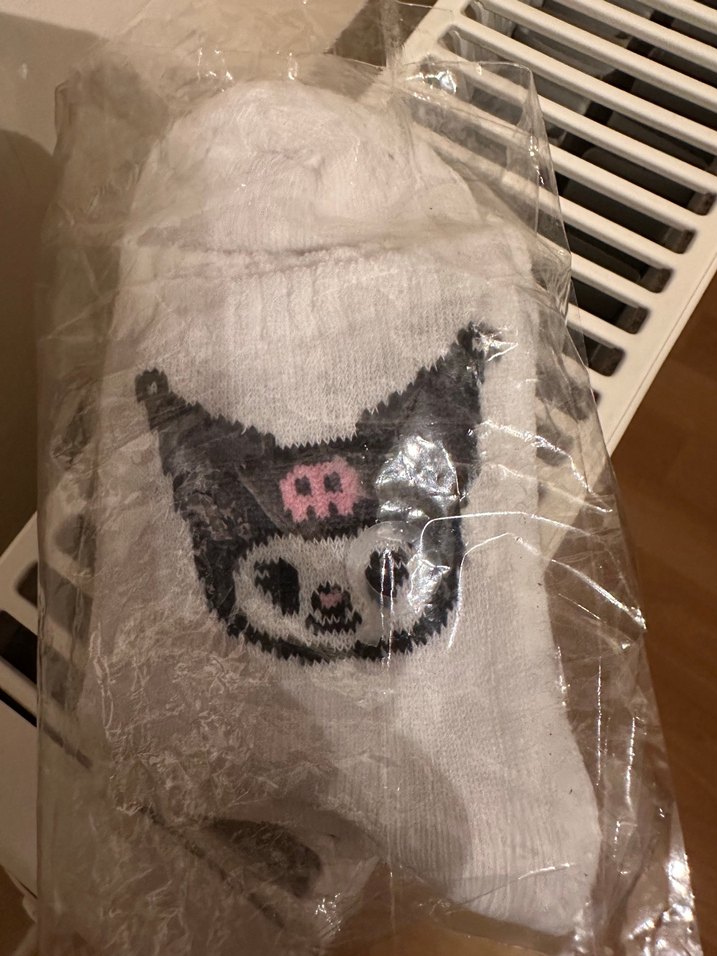 Gri Baskılı Örgü Goth Kedi kromi çorap - Görsel 4