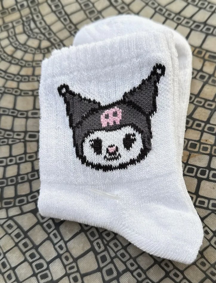 Gri Baskılı Örgü Goth Kedi kromi çorap - Görsel 3