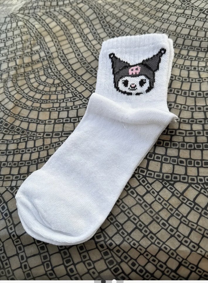 Gri Baskılı Örgü Goth Kedi kromi çorap - Görsel 2