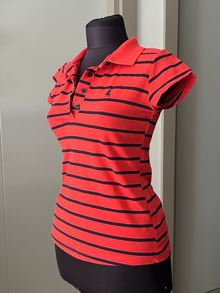 Vücuda oturan henley polo çizgili üst - Görsel 2