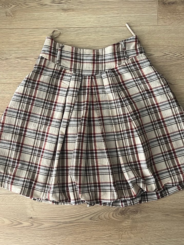 Ekose midi vintage düğmeli Etek - Görsel 4