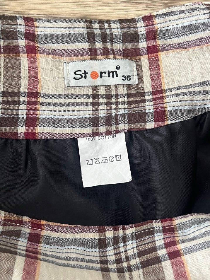 Ekose midi vintage düğmeli Etek - Görsel 5