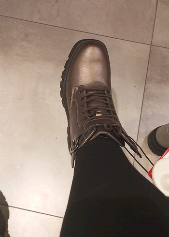 Kahverengi Deri Kadın Bot, Yüksek Topuk, Tokalı - Görsel 3