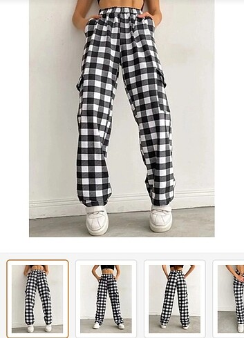 xl Beden Ekoseli kargo cep pantolon pijama altı