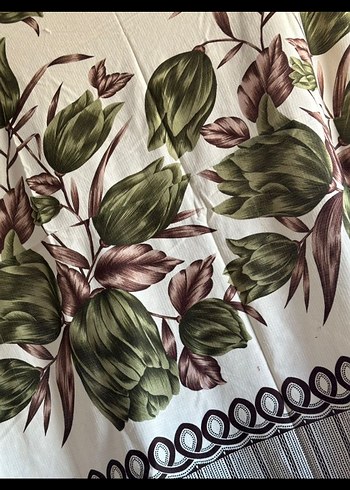 Bohem Çiçek Desenli Haki Perde - Görsel 2