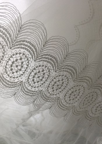 Bohem Gri Nakışlı Beyaz Tül Perde - Görsel 6