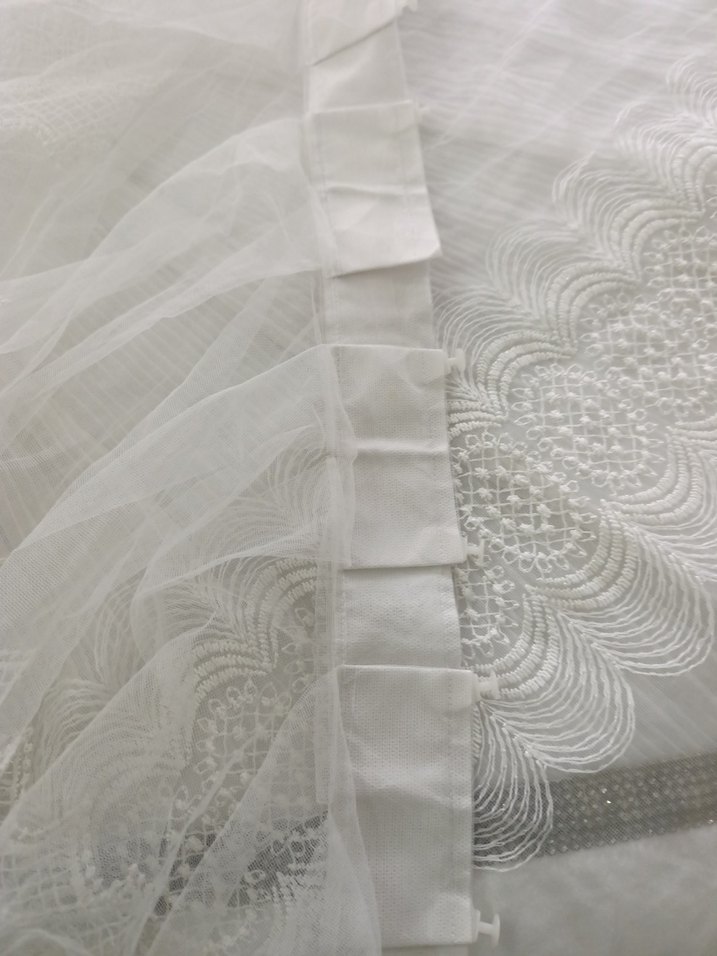Bohem Gri Nakışlı Beyaz Tül Perde - Görsel 5