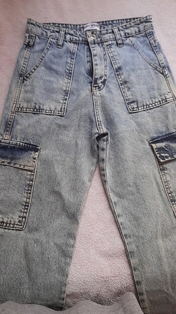 Buz mavisi kargo jean