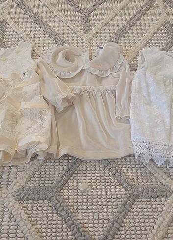 0-3 Ay Beden beyaz Renk Bebek elbise 