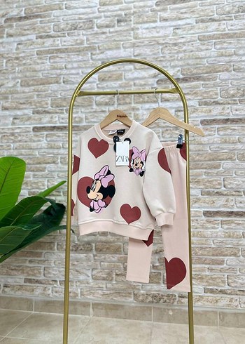 Minnie mouse baskılı taytlı mevsimlik kız çocuk takımı