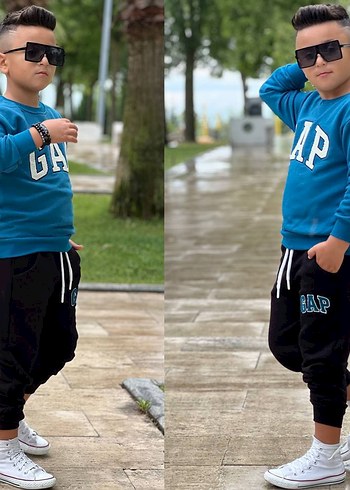 GAP nakışlı 3iplik ŞARDONSUZ erkek çocuk takımı
