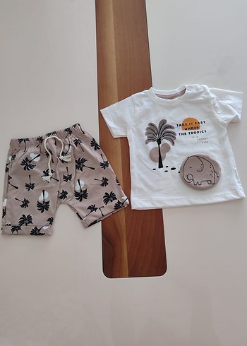 Fil şişirmeli şortlu erkek bebek takımı