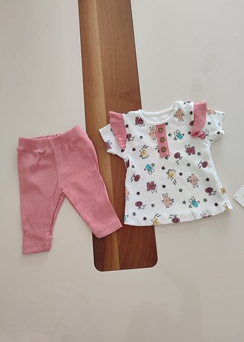 Hayvan desenli fitilli taytlı kız bebek takımı