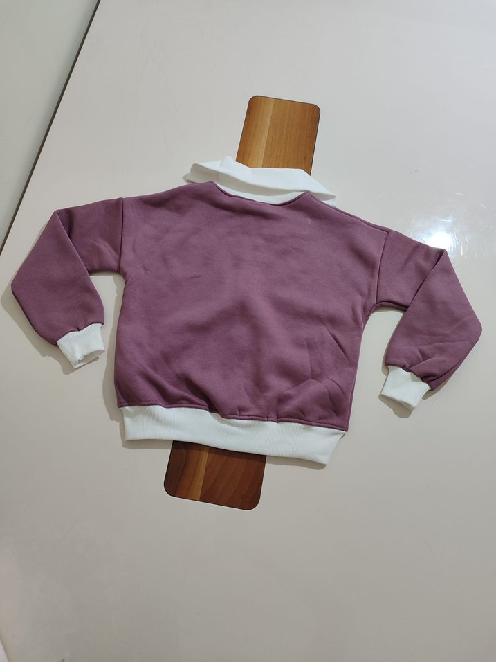 Önden fermuarlı şardonlu kız çocuk takımı - Görsel 5