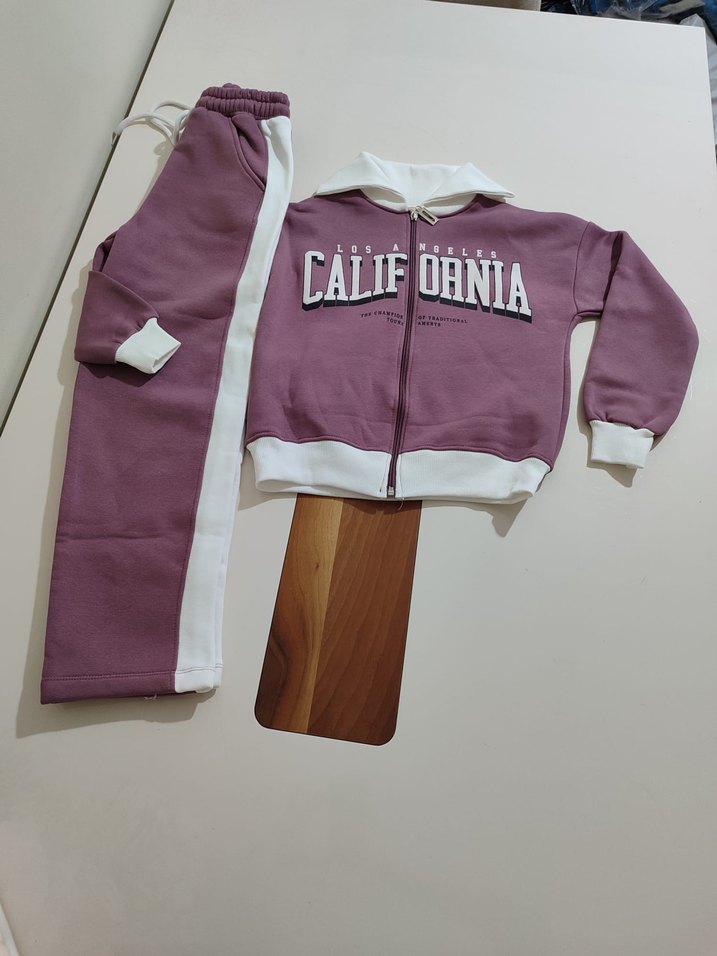 Önden fermuarlı şardonlu kız çocuk takımı - Görsel 2