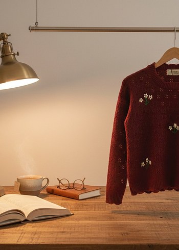 Papatya nakışlı triko kız çocuk takımı - Görsel 5