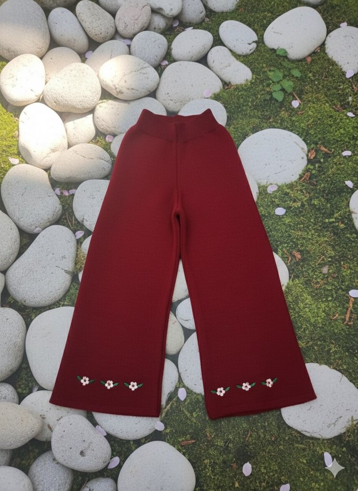 Papatya nakışlı triko kız çocuk takımı - Görsel 4