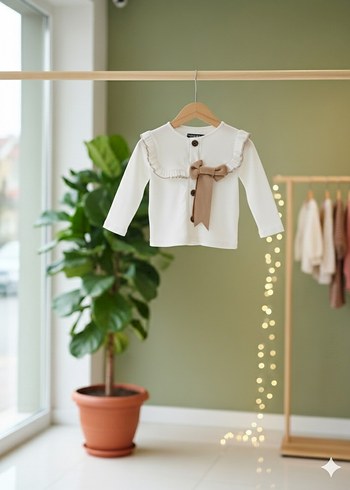 Gömlekli yırtmaçlı pantolonlu kız çocuk takımı - Görsel 3