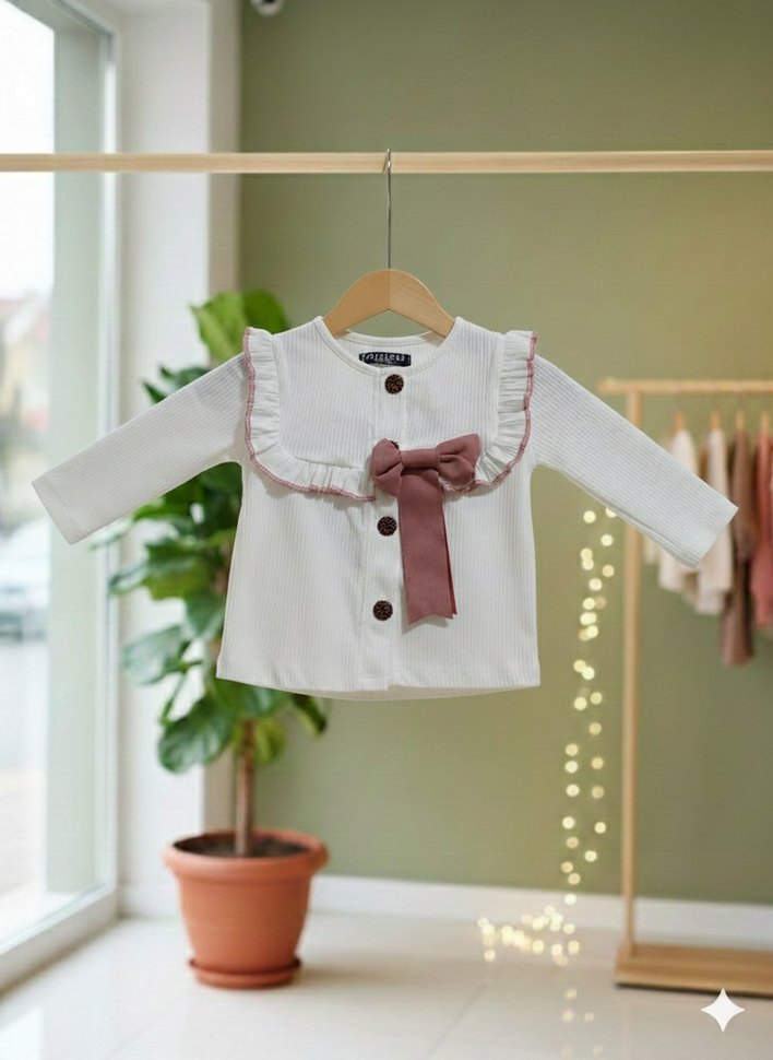 Gömlekli yırtmaçlı pantolonlu kız çocuk takımı - Görsel 5