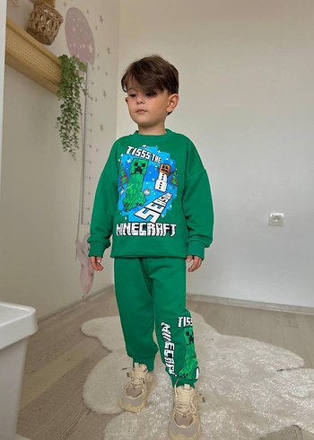 Minecraft baskılı 3iplik ŞARDONSUZ erkek çocuk takımı