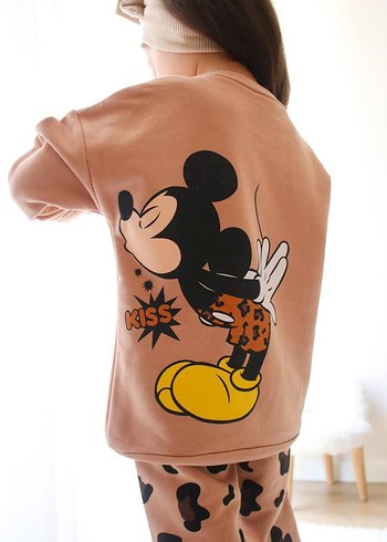 3 Yaş Beden Minnie mouse baskılı 3iplik ŞARDONSUZ kız çocuk takımı