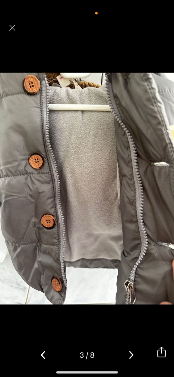 Gri Kürklü Erkek Bebek montu - Görsel 3