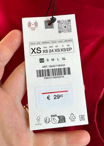 xs Beden Kırmızı Drapeli Saten Uzun Elbise
