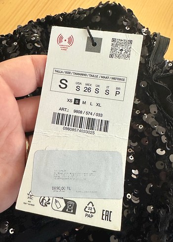 s Beden Parlak Siyah Mini V Yakalı Abiye Elbise