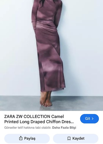 Zara Uzun Drapeli Mor Elbise