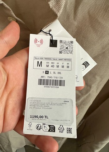 Zara Bej Düğmeli Keten Kadın Gömlek