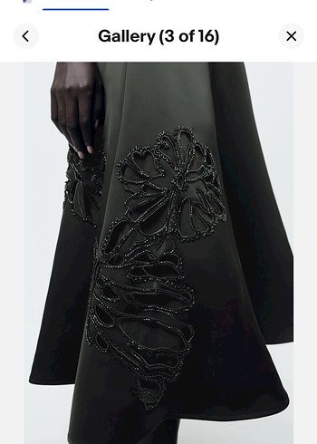 Zara Siyah Nakışlı Uzun Kadın Etek