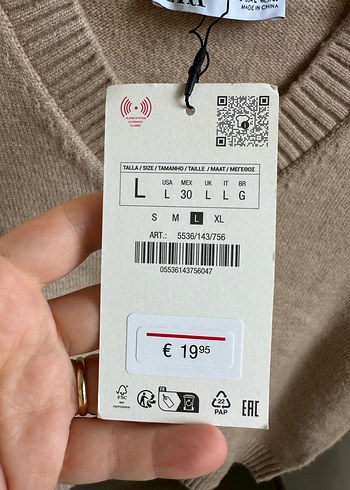 Zara Bej V Yakalı Örgü Kadın Süveter