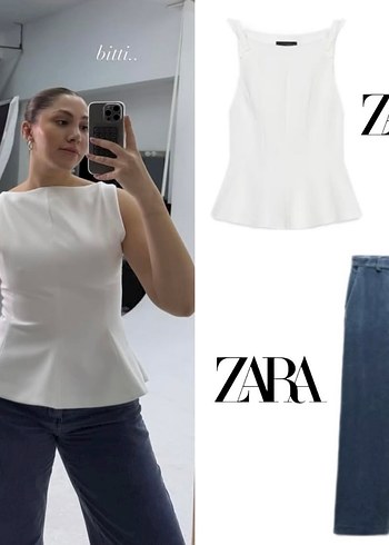 Beyaz Straplez Denim Bluz