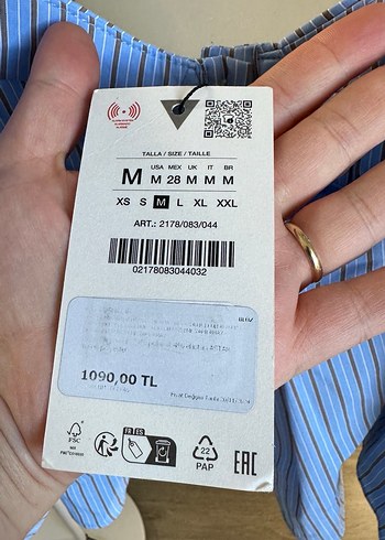 m Beden Düğmeli Mavi Çizgili Mini Kot Bluz