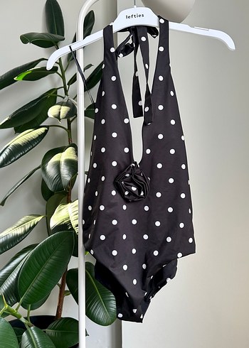 Puantiye Desenli Siyah Fitted Mayo - Görsel 3